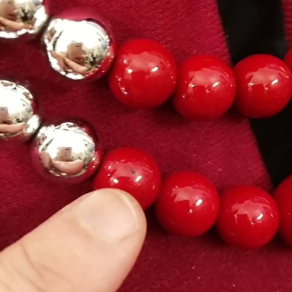 Vintage red silver bead bold necklace - Picture 12 of 12